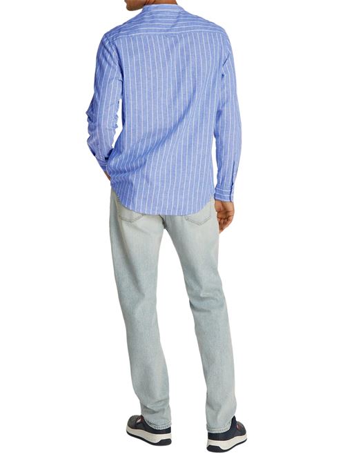 Camicia uomo azzurra in misto lino Tommy Jeans | DM0DM208930BA